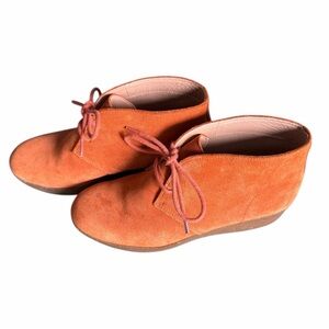 Clarks Wedge Suede Ankle‎ Boot Bootie Rust Orange Size 8.5 Womens orange